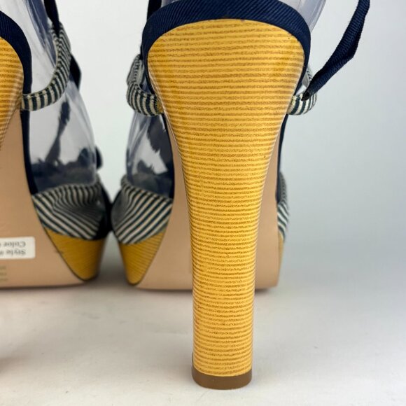 Zinc Navy Stripe Bow Platform Sandals, Size 9M. Never worn - Picture 9 of 14